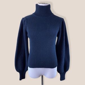 Lulus Waffle Knit Ribbed Mock Neck Sweater